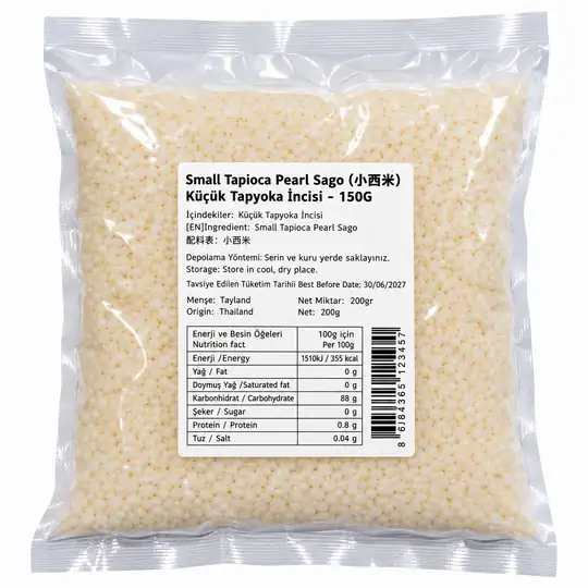 Küçük Tapyoka İncisi 200g – Small Tapioca Pearls (Sago)
