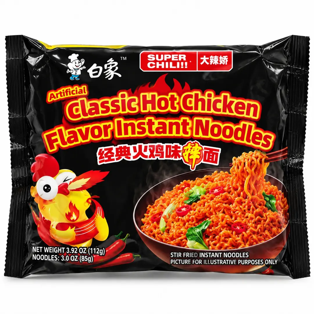 Baixiang Classic Hot Chicken Instant Noodle 112g – Classic Spicy Chicken Instant Noodle