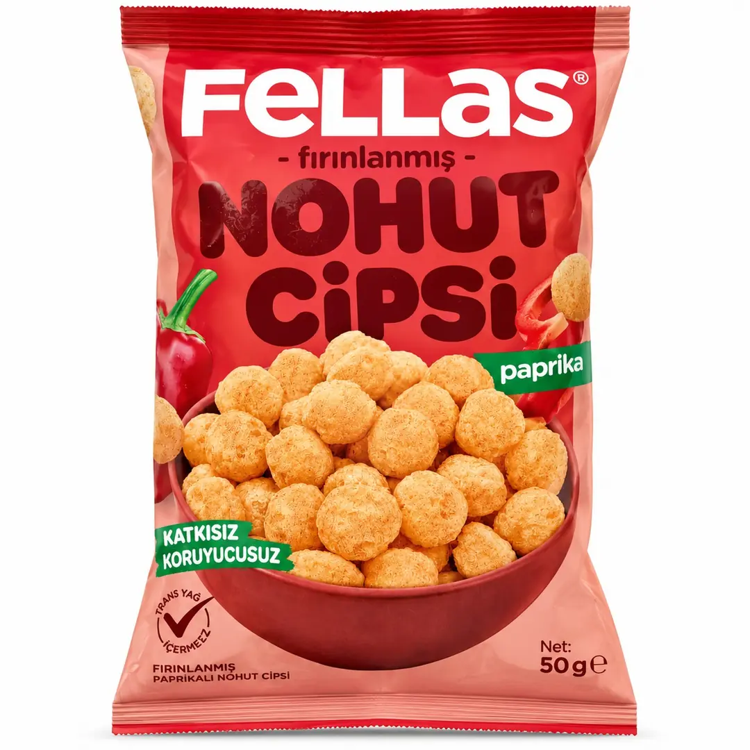 Fellas Fırınlanmış Paprikalı Nohut Cipsi 50g – Baked Paprika Chickpea Chips
