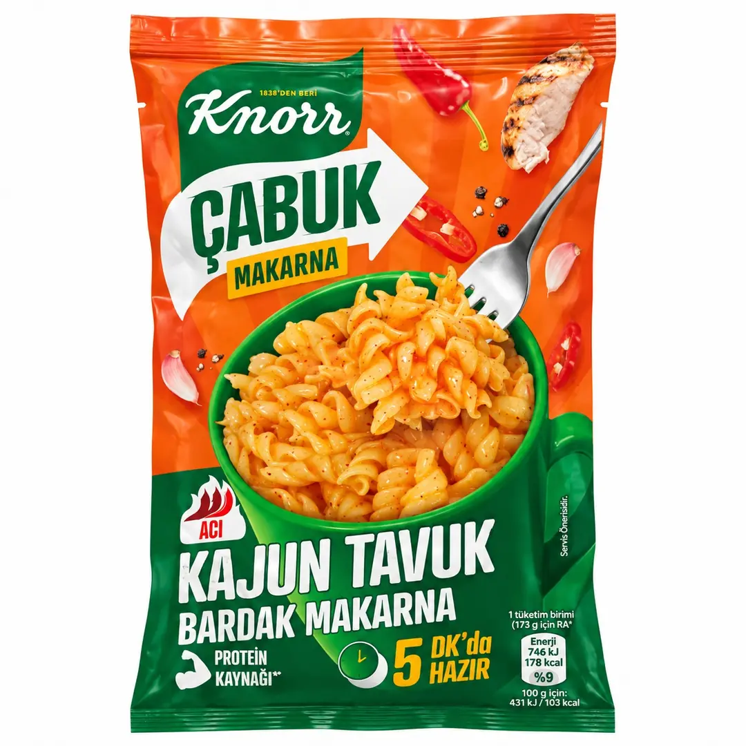 Knorr Kajun Tavuk Bardak Makarna 173g – Cajun Chicken Cup Pasta