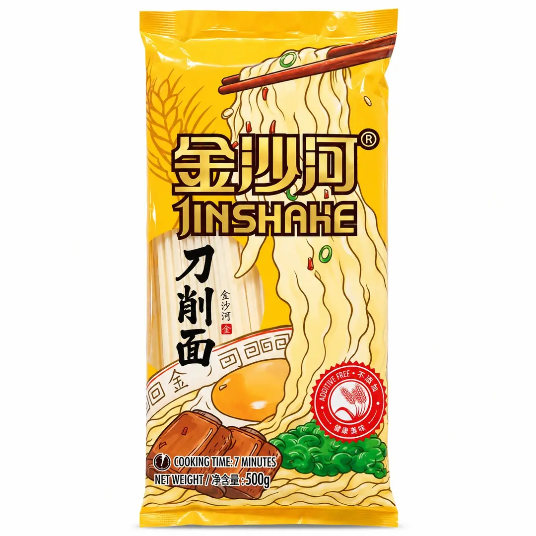 Jinshahe Bıçak Kesim Noodle 500g – Knife-Cut Noodle (Dao Xiao Mian)