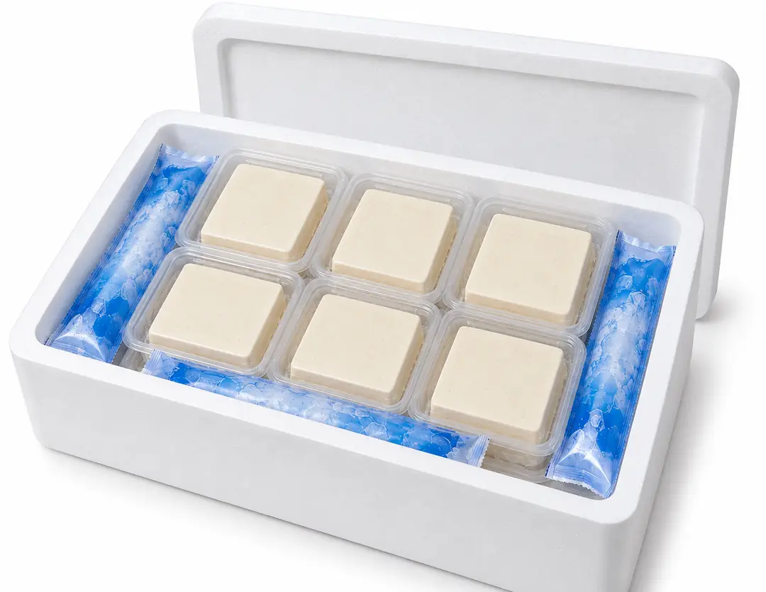 TOFU 3 KG Sert Tofu (FIRM TOFU) – 6 Adet 500 GR | Strafor Kutu + Soğutucu Jel