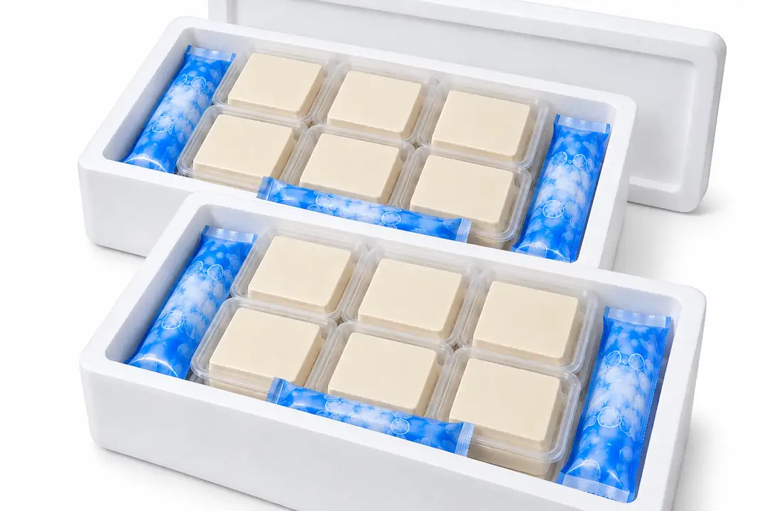 TOFU 6 KG Sert Tofu (FIRM TOFU) – 12 Adet 500 GR | Strafor Kutu + Soğutucu Jel