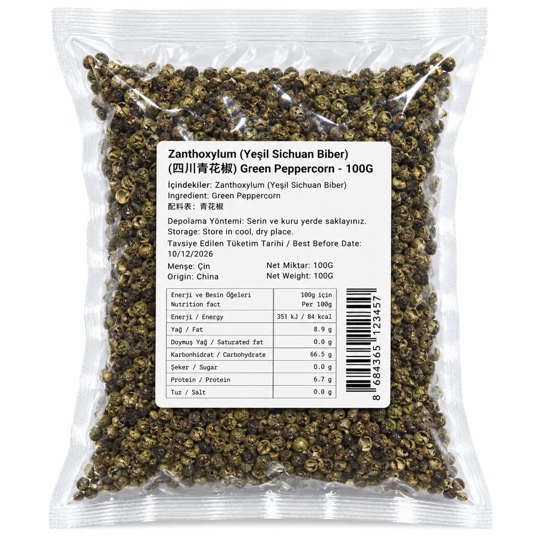 Yeşil Sichuan Biberi 100g – Green Sichuan Peppercorn (Zanthoxylum)