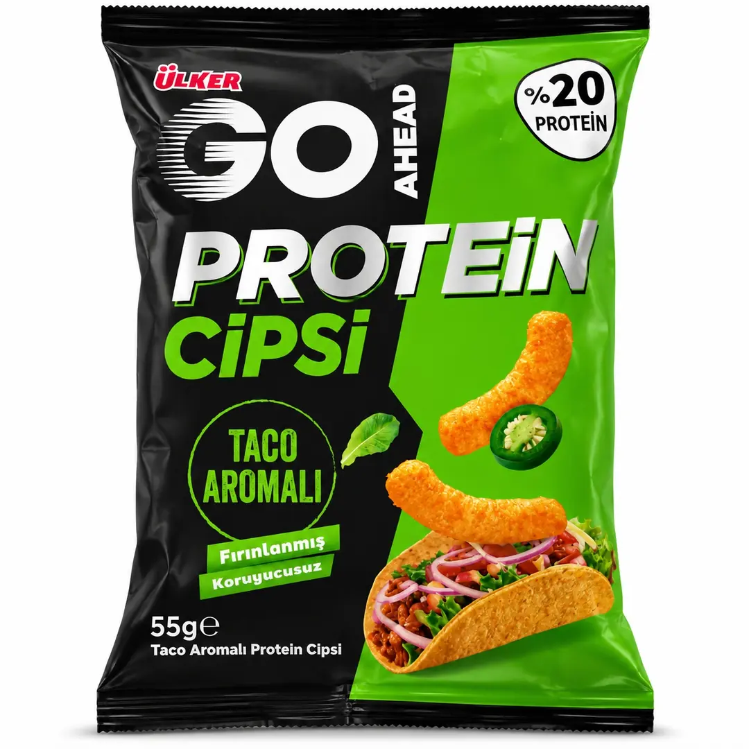 Ülker GO Ahead Taco Aromalı Protein Cipsi 55g – Taco Flavor Protein Chips
