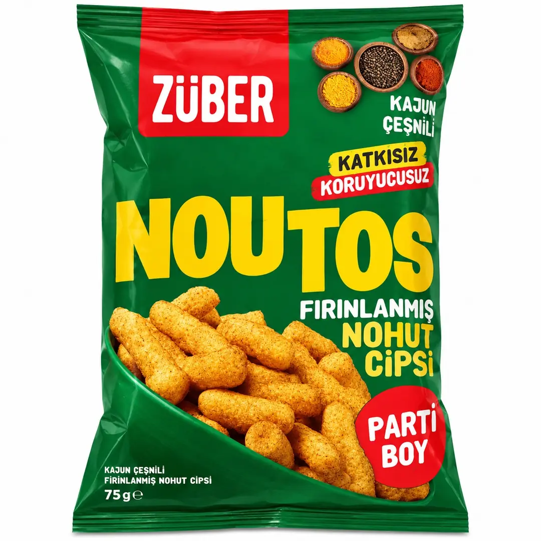 Züber Noutos Kajun Çeşnili Nohut Cipsi 75g – Cajun Baked Chickpea Chips